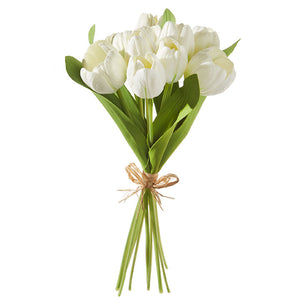 Real Touch White Tulip Bundle 15"