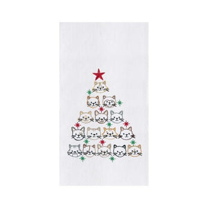 Cat Face Christmas Tree - Flour Sack Kitchen Towel