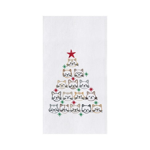Cat Face Christmas Tree - Flour Sack Kitchen Towel