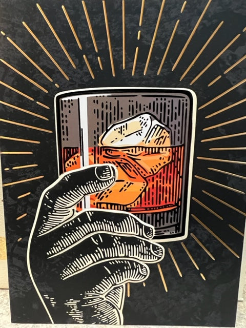 Card - AP/Birthday: Holding Drink (Bourbon) In Hand
