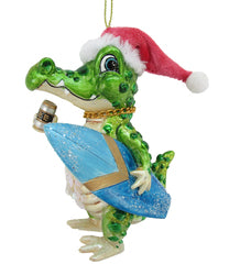 Alligator with Surfboard Ornament