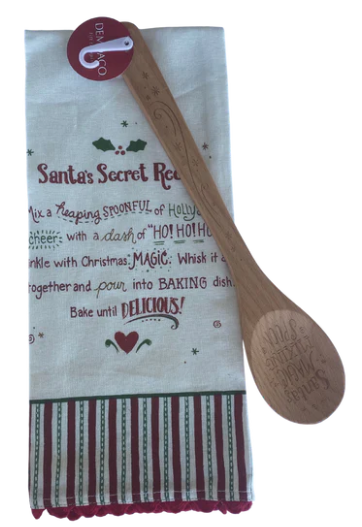 Santa Secret Recipe Tea Towel & Spoon Set