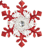 Red and White Snowflake Ornament - 2 Styles Available