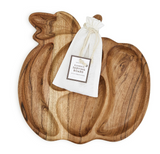 Pumpkin Shape Sectional Charcuterie Board with 20 Wood Picks