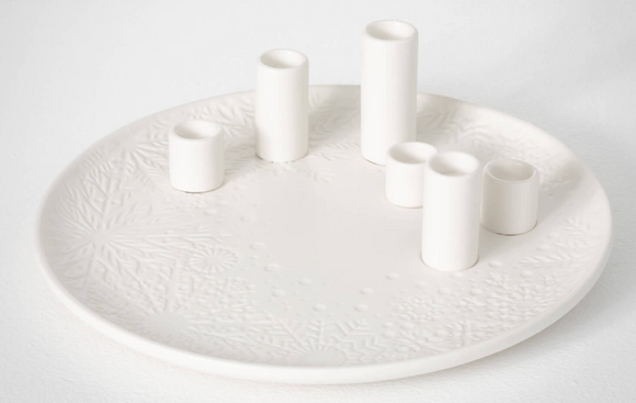 Snowflake Taper Candle Platter