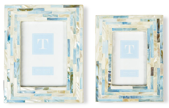 Blue and White Mother of Pearl Tile Photo Frame
