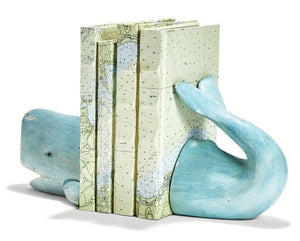 Whale Bookend 2 Piece Set - 2 Colors Available: Aqua OR White