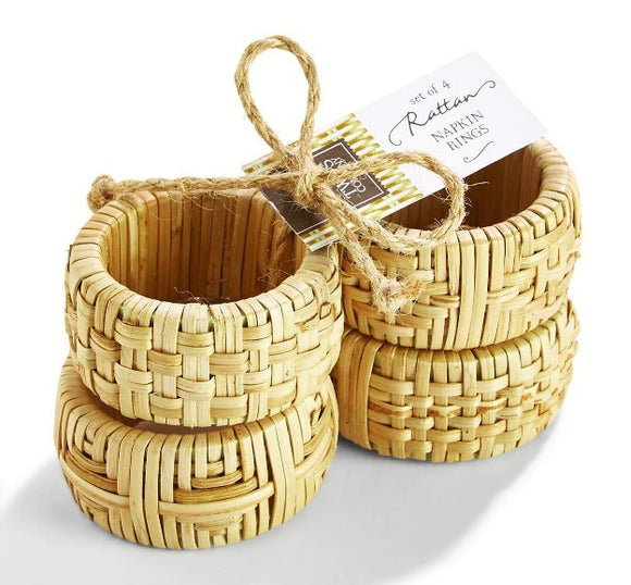 Hand-Crafted Cane Napkin Rings - Set of 4