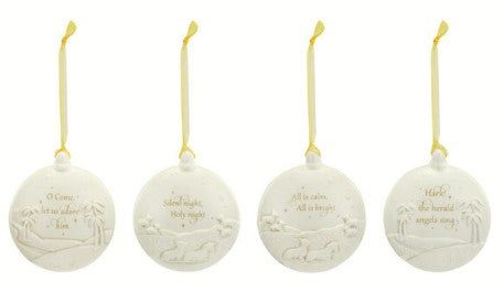 Christmas Journey Ceramic Disk Ornaments - 4 Assorted