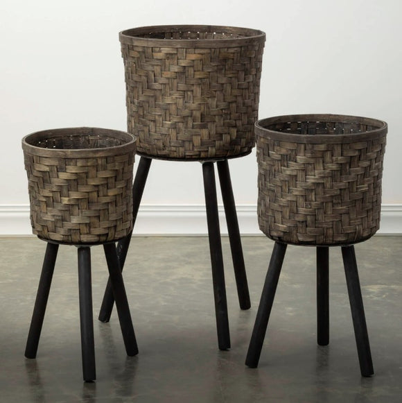 Bamboo Basket on Stand - 3 Assorted