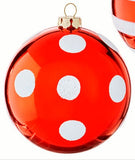 Red Dot & Stripe Ball Ornament - 2 Assorted