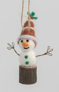 Snowmen On Twine Ornament - 2 Assorted