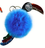 Glitter Toucan Faux Fur Keychain - 4 Colors Available
