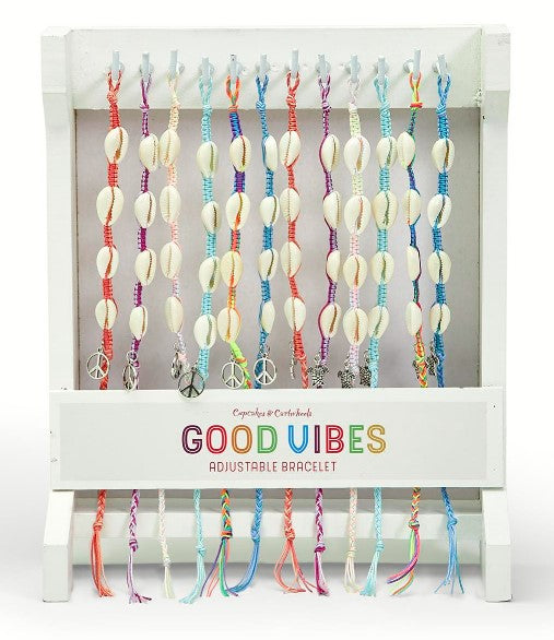 Good Vibes Only - Cowrie Shells and Charm Adjustable Bracelet