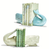 Whale Bookend 2 Piece Set - 2 Colors Available: Aqua OR White