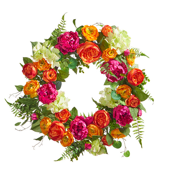 Mixed Floral and Greenery Wreath