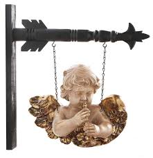 Angel with Trumpet Cherub Hanging Sign