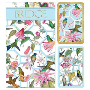 Hummingbird Trellis Bridge Gift Set - 2 Playing Card Decks & 2 Score Pads