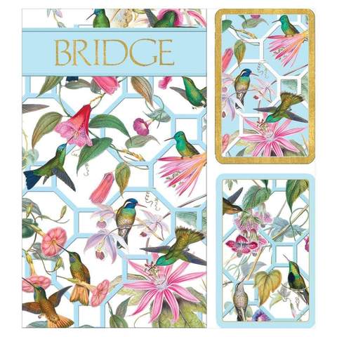 Hummingbird Trellis Bridge Gift Set - 2 Playing Card Decks & 2 Score Pads