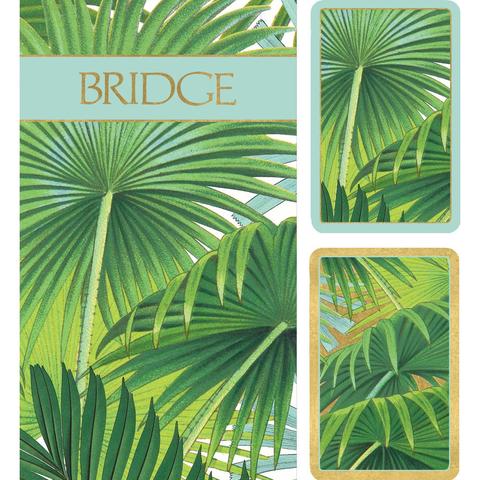 Palm Fronds Bridge Gift Set - 2 Playing Card Decks & 2 Score Pads