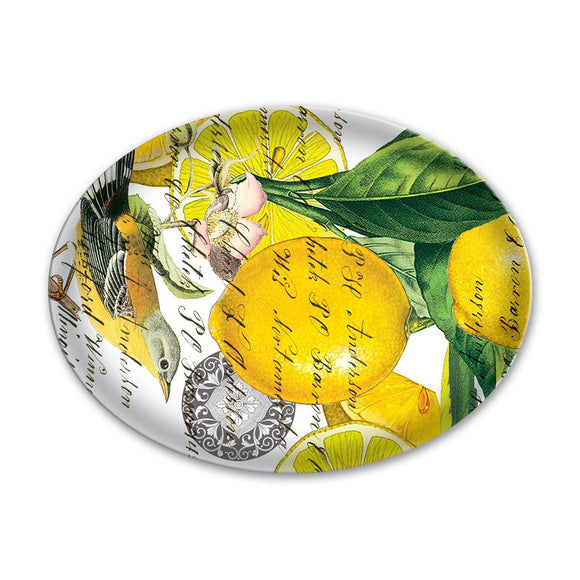 Lemon Basil Oval Glass Soap Dish