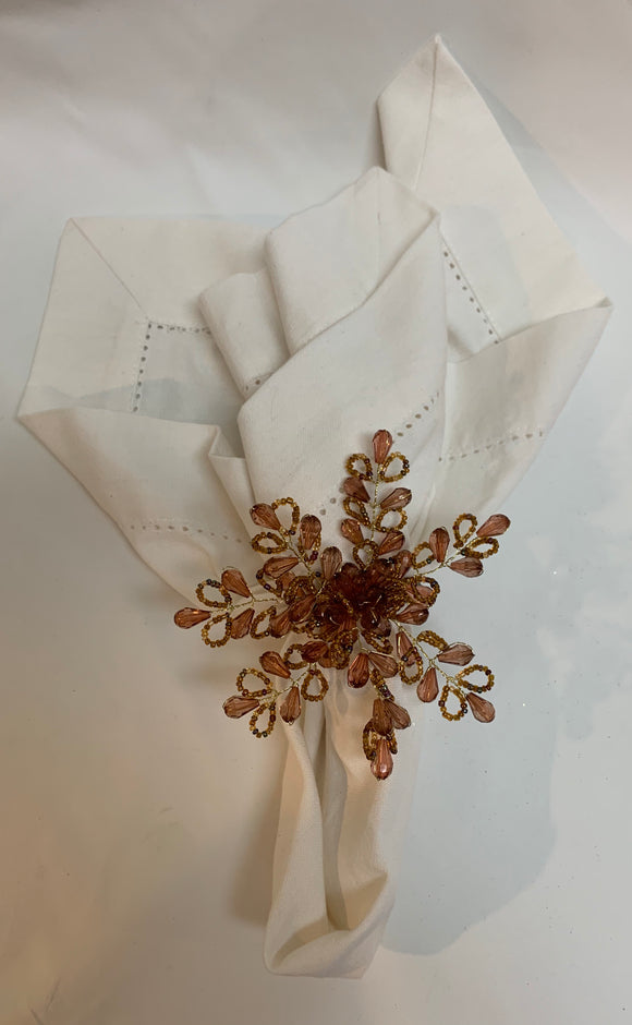 Gold and Pink Flower Napkin Ring
