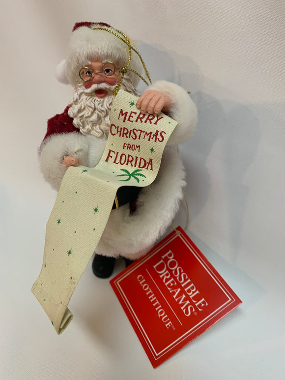 Merry Christmas from Florida - Possible Dreams Santa Ornament