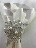 Pearl w/Clear Bead Flower Napkin Ring