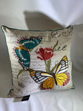 Embroidered Flower/Butterfly Pillow