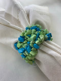 Green & Blue Stone Elastic Napkin Ring