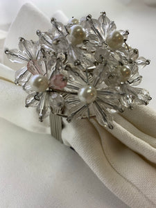 Pearl w/Clear Bead Flower Napkin Ring