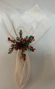 Red and Green Beaded Napkin Ring