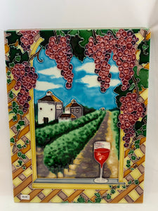 12"x16" Tile Art - Vineyard Scene