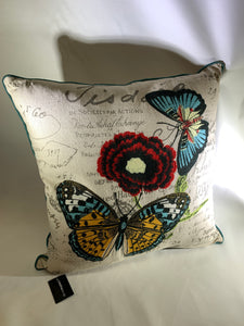 Embroidered Flower/Butterfly Pillow