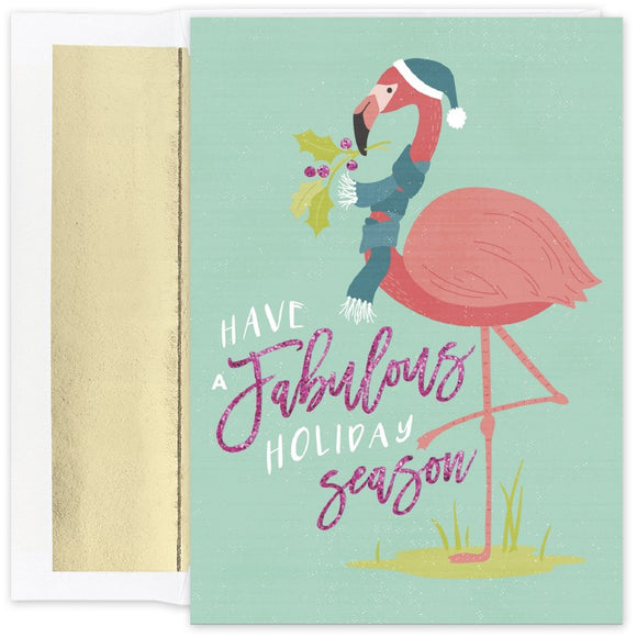 Fabulous Flamingos Warmest Wishes Boxed Holiday Cards