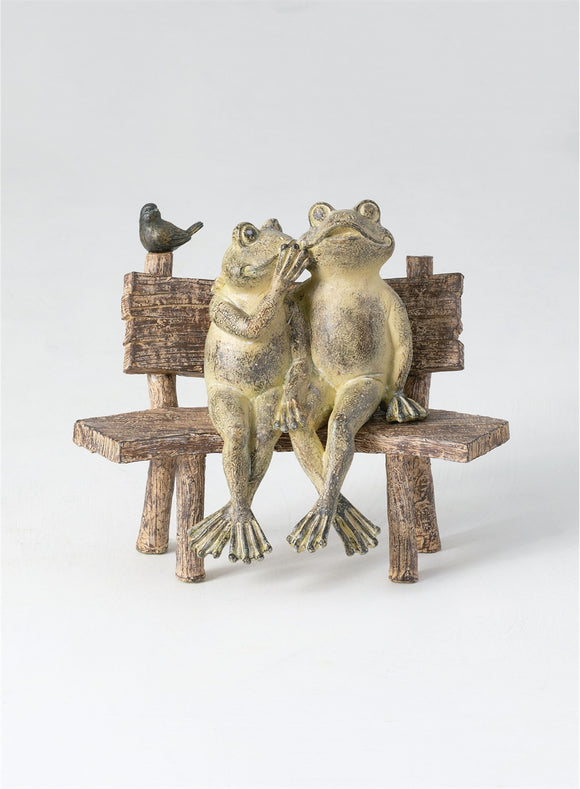 Frogs On Bench Figurine