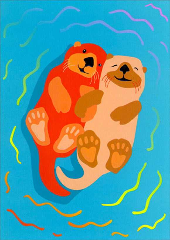 Card - AP/Anniversary: Otters Holding Hands