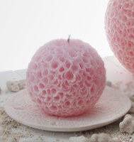 4" Round Unscented Pink Coral Ball Candle