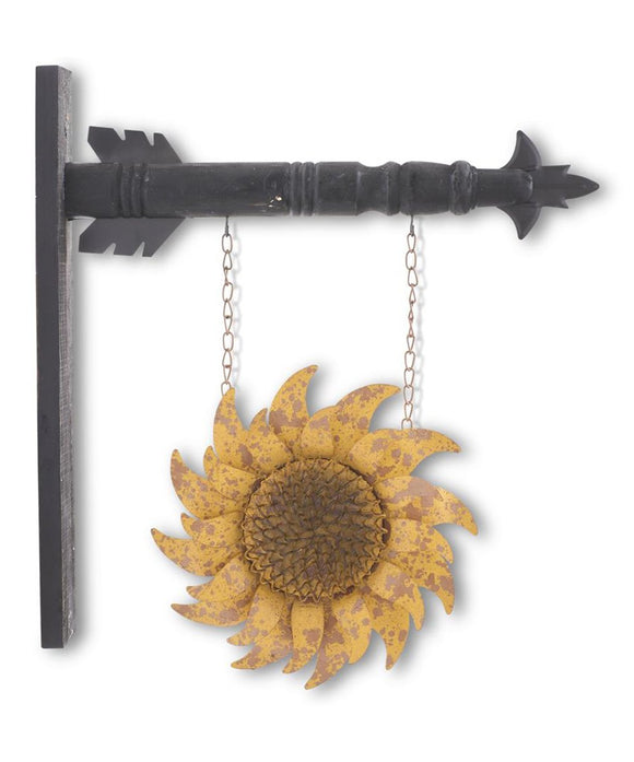 Distressed Golden Yellow Metal Sunflower Arrow Replacement Sign